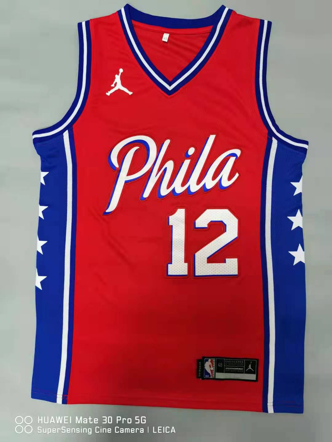 Men Philadelphia 76ers 12 Harris Red 2021 Game NBA Jersey